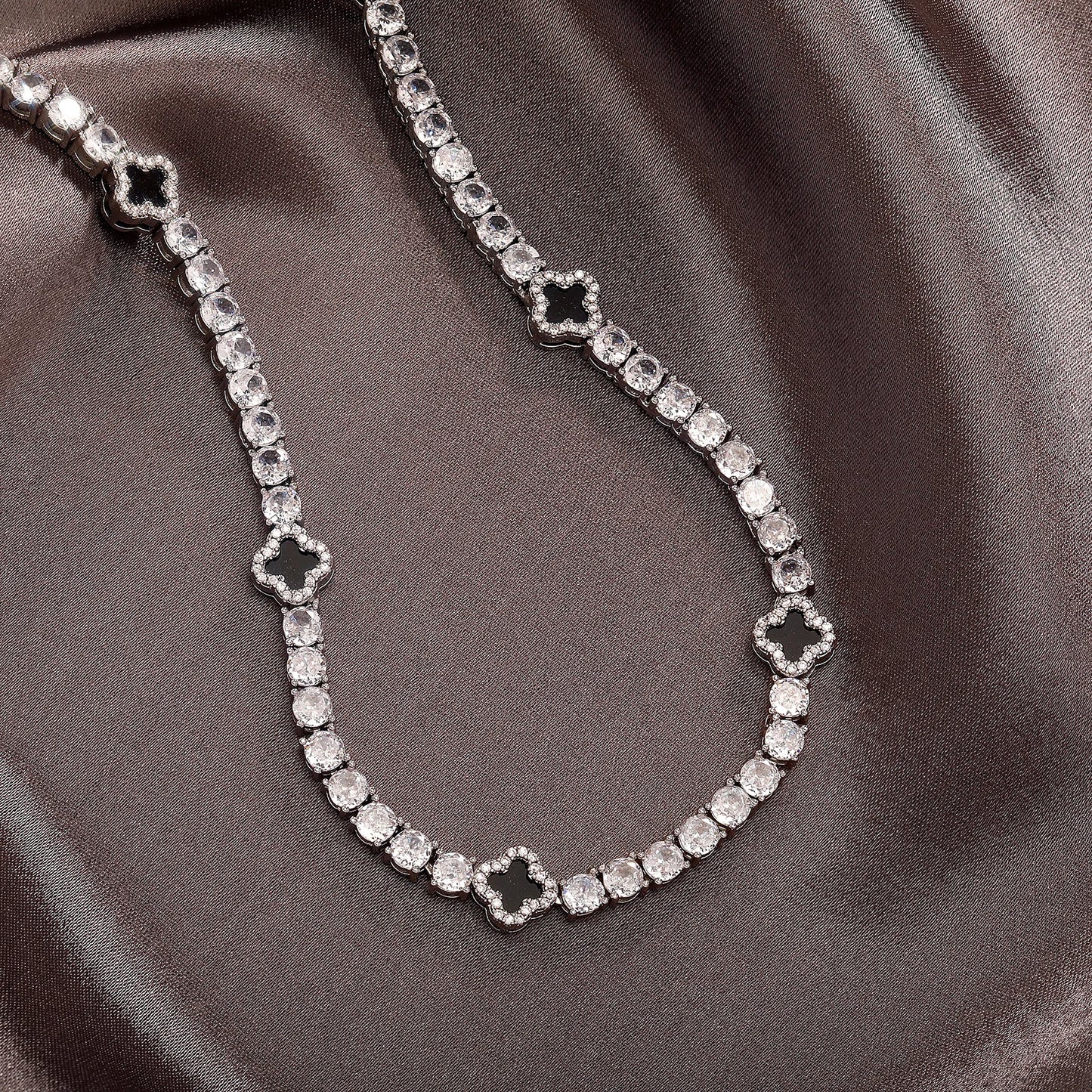 Iced Out Charm Lucky Clover 4mm Tennis Chain