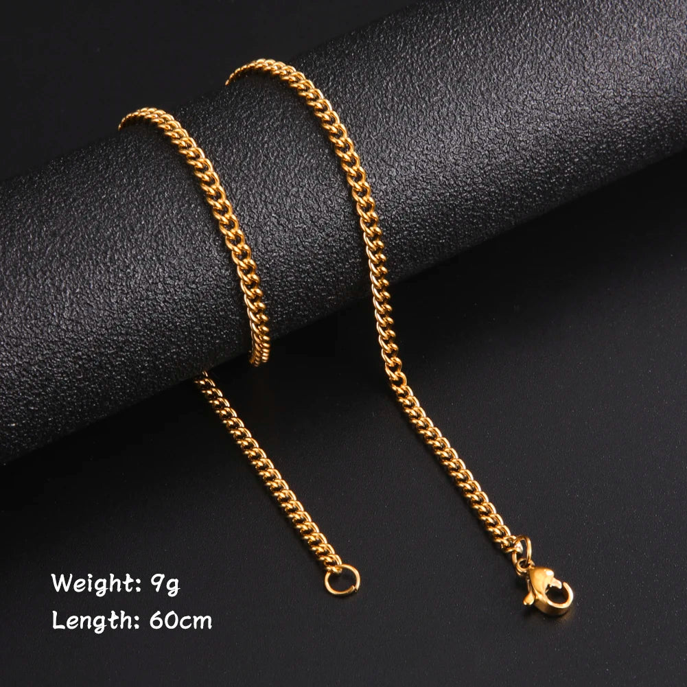 Men Stainless Steel Black Gold Color Link Chains
