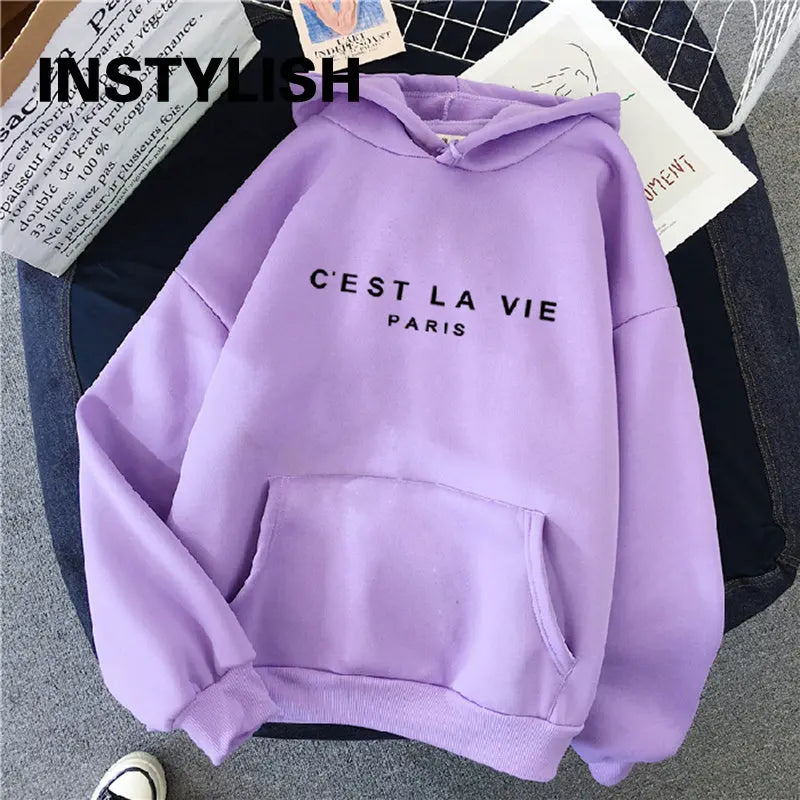 Women Loose Hoodies C'EST LA VIE