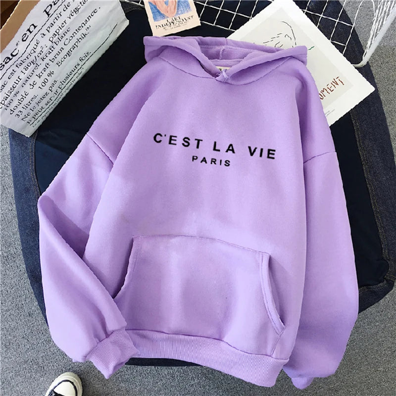 Women Loose Hoodies C'EST LA VIE
