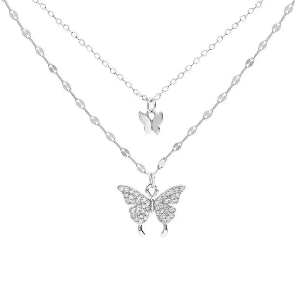 Sparkling Double Layer Butterfly Necklace