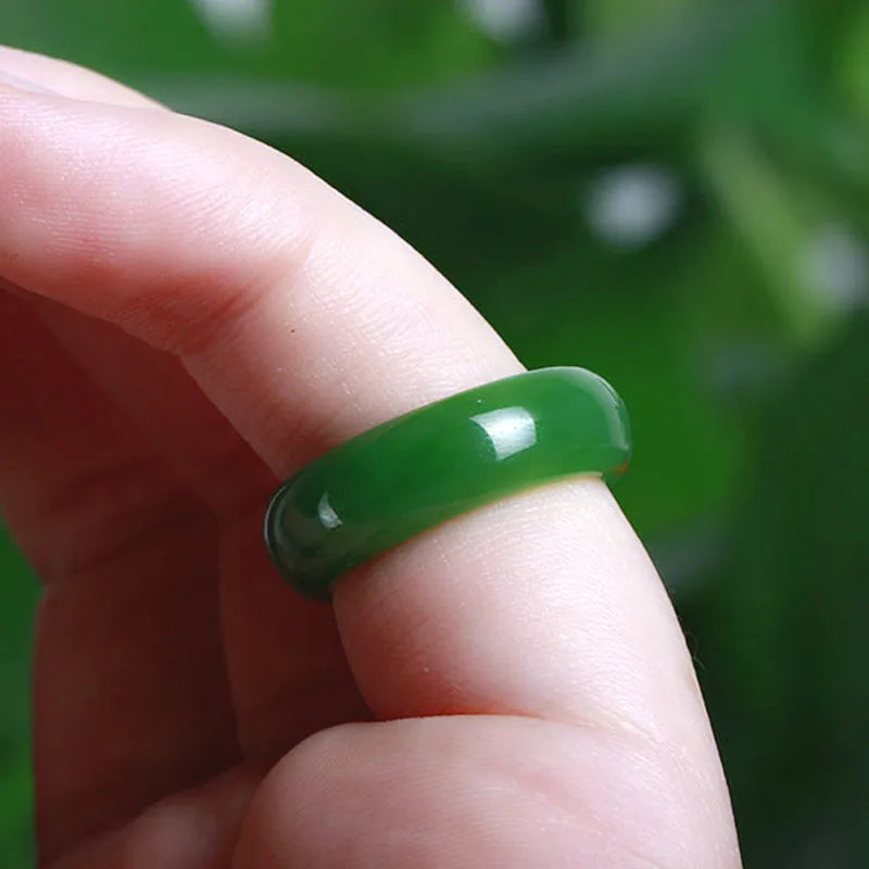 R&G.Pro Natural Green Hetian Jade Ring