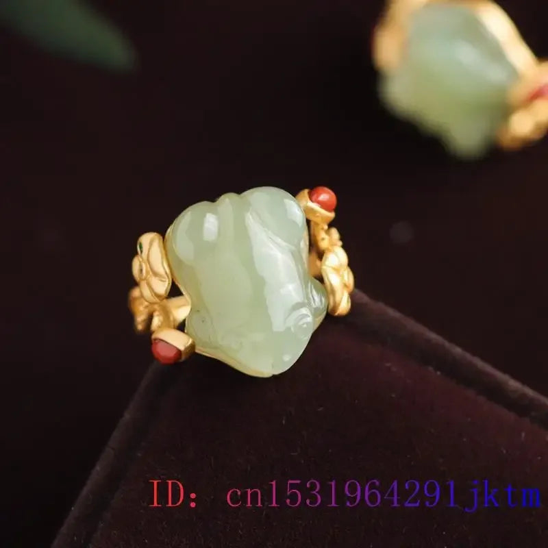 R&G.Pro Green Jade Frog Rings