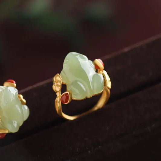 R&G.Pro Green Jade Frog Rings