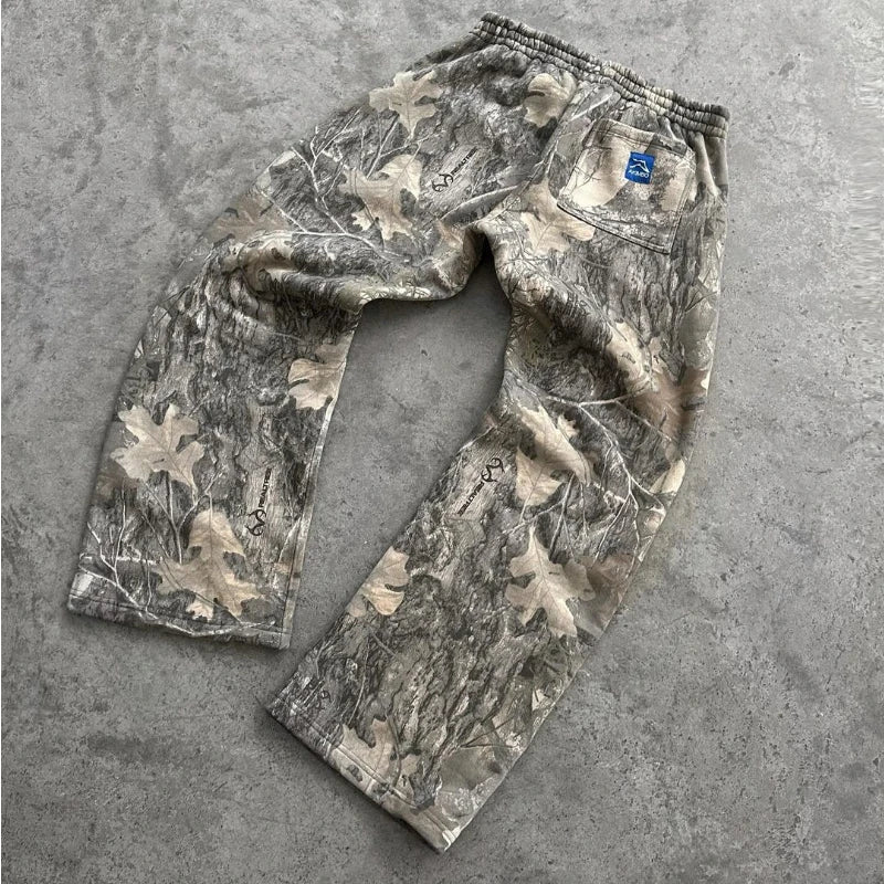 Baggy Camouflage Pattern Sweat Pants Men Oversized