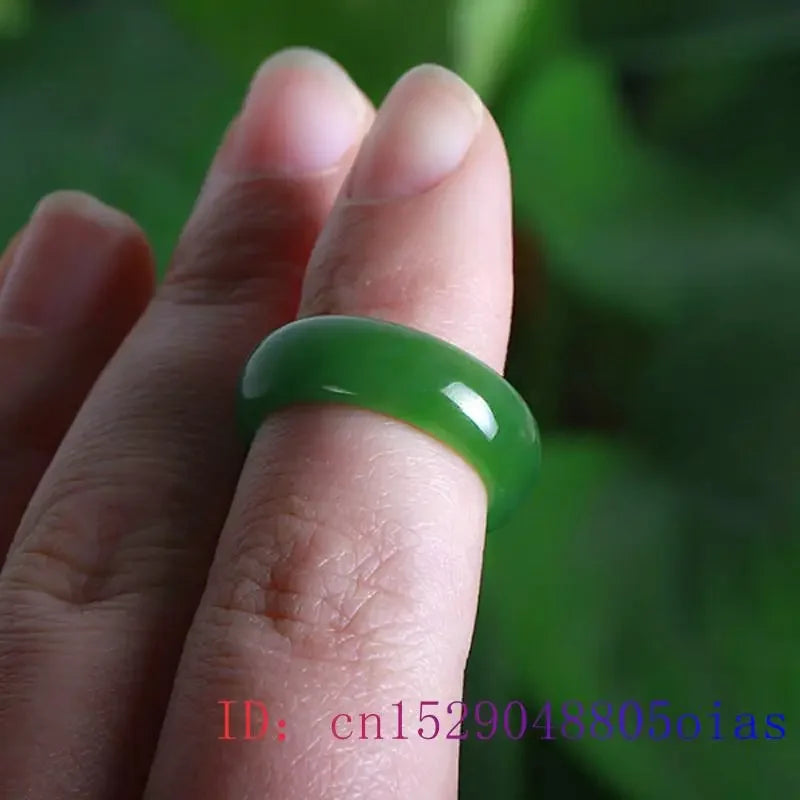 R&G.Pro Natural Green Hetian Jade Ring
