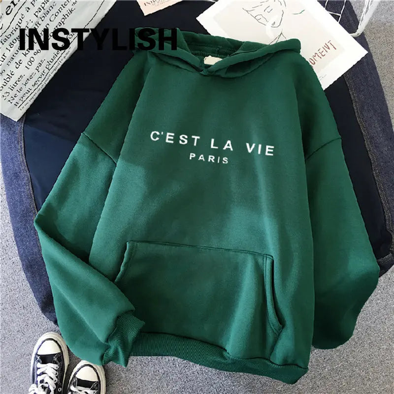 Women Loose Hoodies C'EST LA VIE