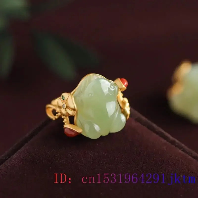 R&G.Pro Green Jade Frog Rings