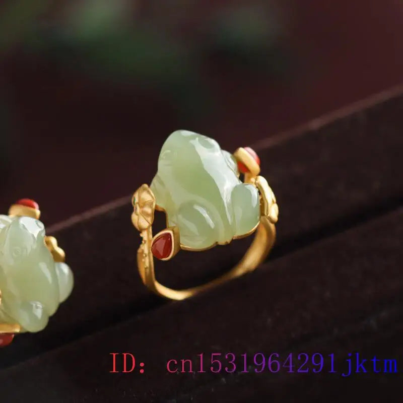R&G.Pro Green Jade Frog Rings