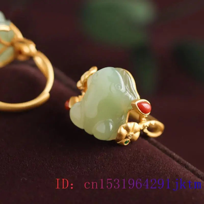 R&G.Pro Green Jade Frog Rings