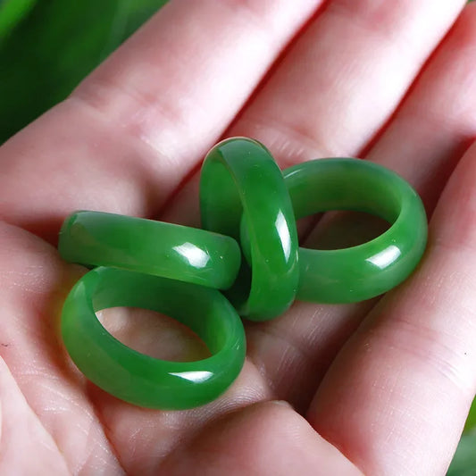 R&G.Pro Natural Green Hetian Jade Ring