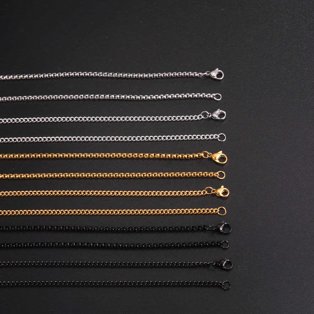 Men Stainless Steel Black Gold Color Link Chains