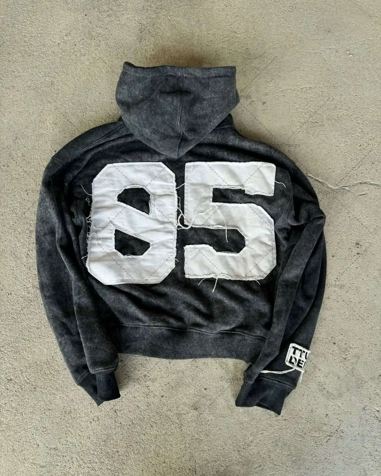 Number Embroidery Oversized Hoodie Women Y2K
