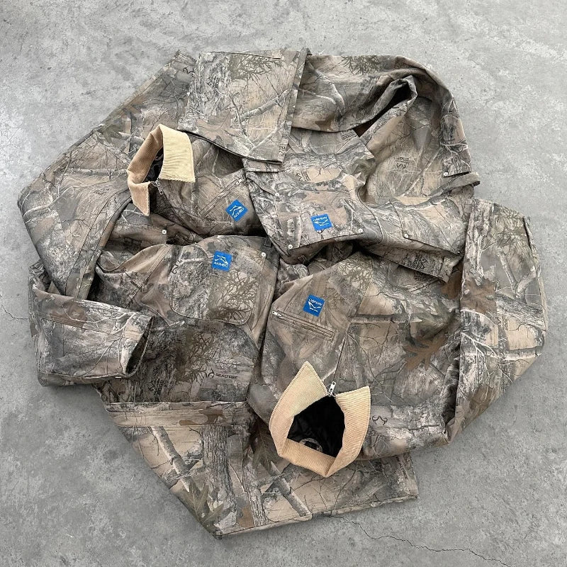 Y2K fashion camouflage men jacket