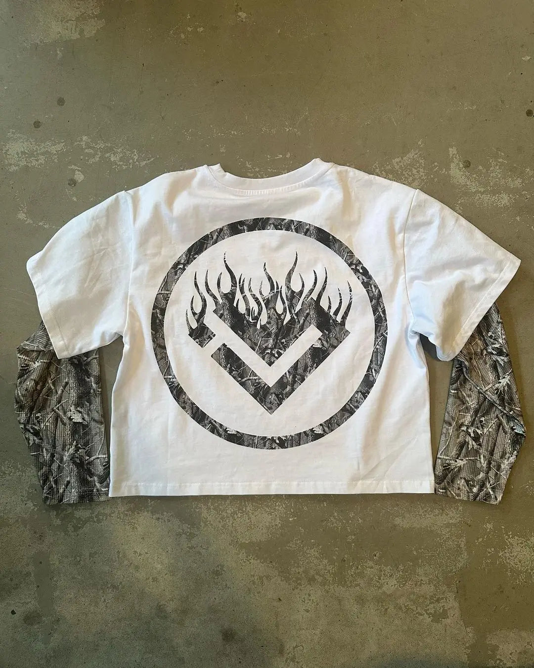 Y2k Street Fashion Camouflage Splicing Shirt