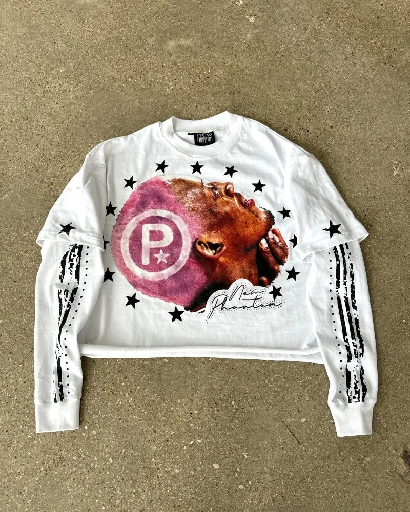 Splicing star long sleeve pullover loose casual