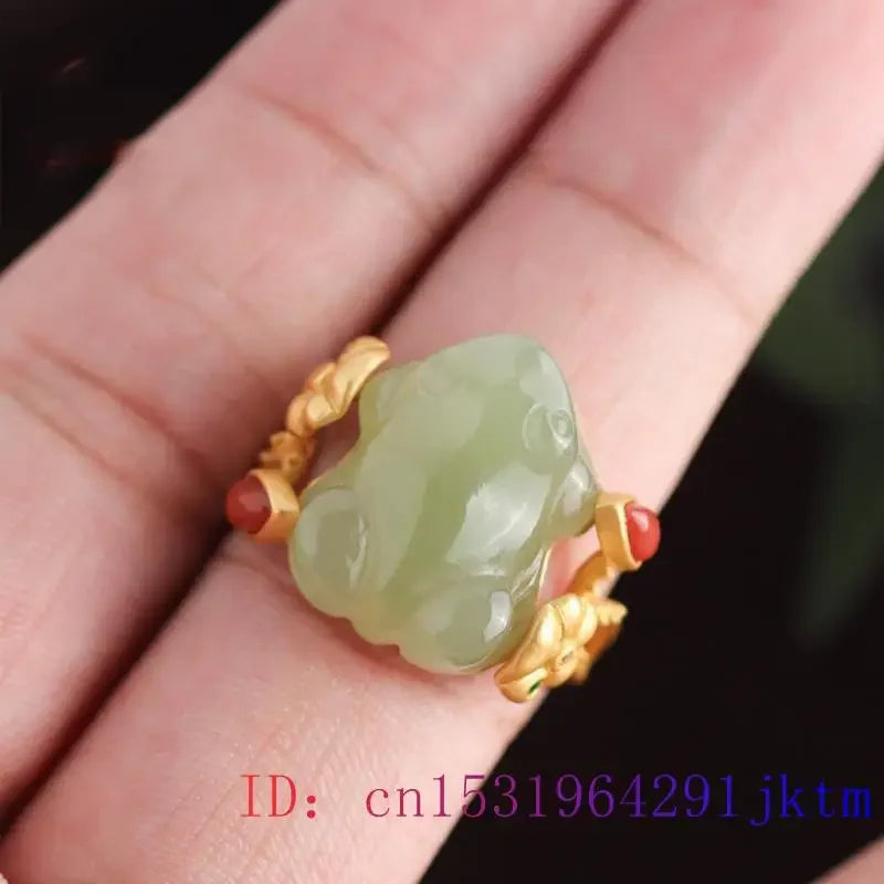 R&G.Pro Green Jade Frog Rings
