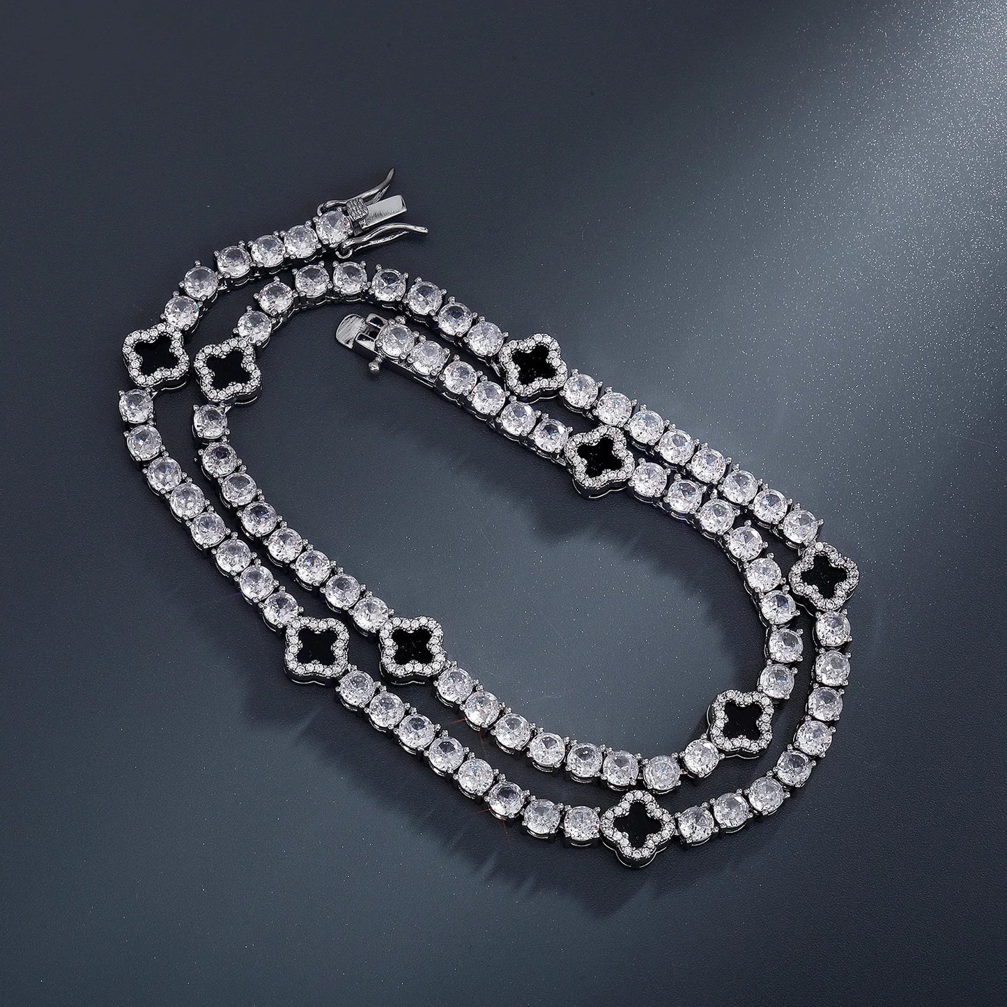 Iced Out Charm Lucky Clover 4mm Tennis Chain