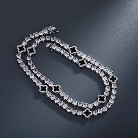 Iced Out Charm Lucky Clover 4mm Tennis Chain