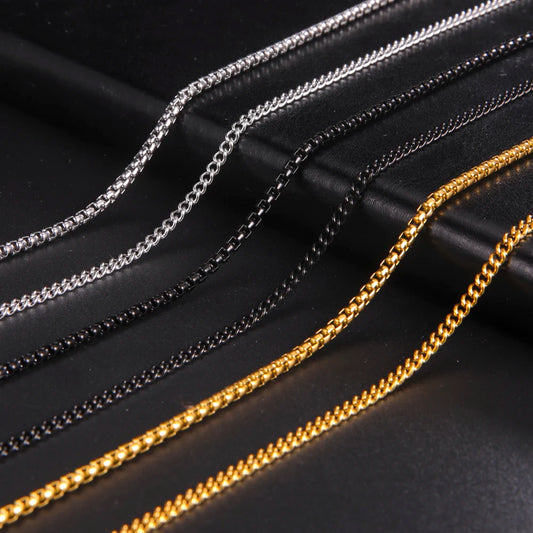 Men Stainless Steel Black Gold Color Link Chains