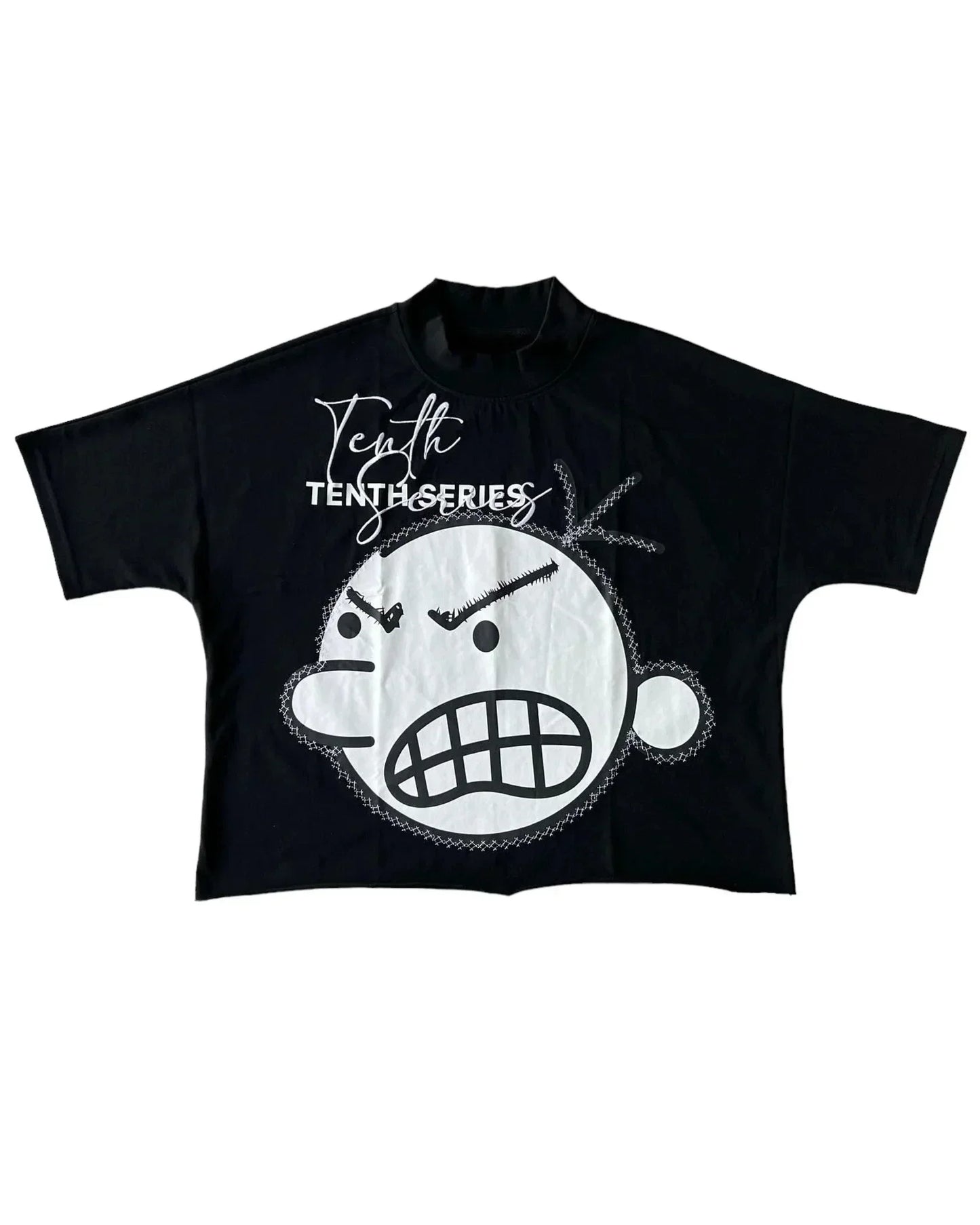 Black Waffle Knit Long Sleeved T Shirt Mens