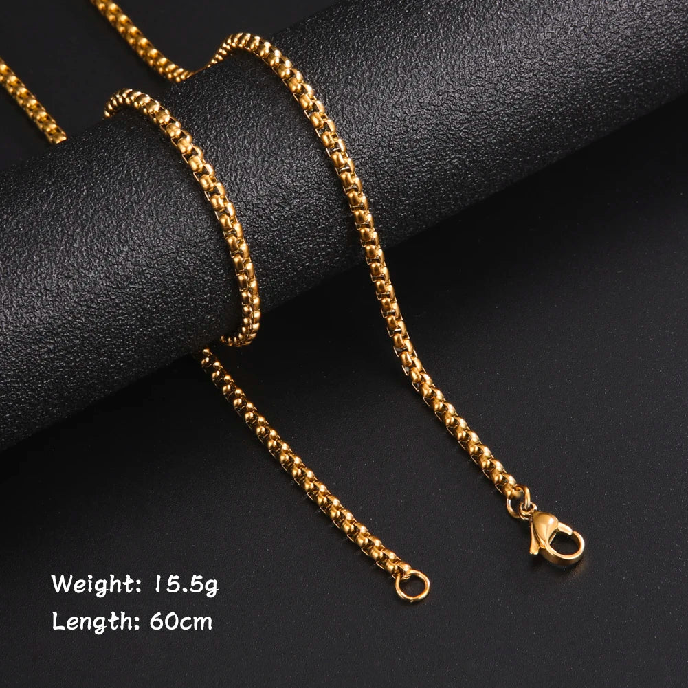 Men Stainless Steel Black Gold Color Link Chains